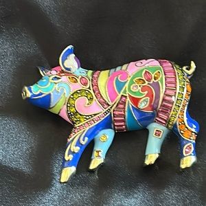 Heidi Daus "Fine Swine" Enamel and Crystal Pin
